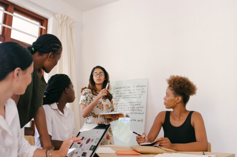 Group of young adults brainstorming